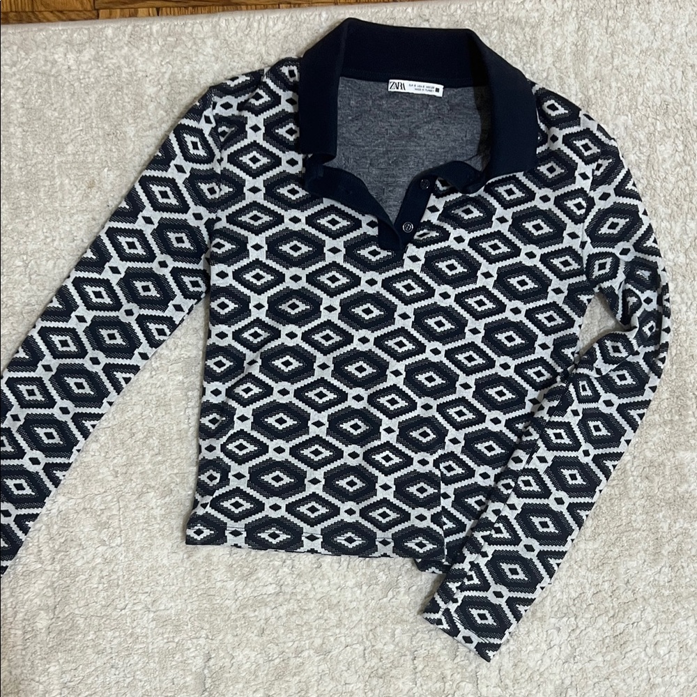Zara Geometric Diamond Print Top